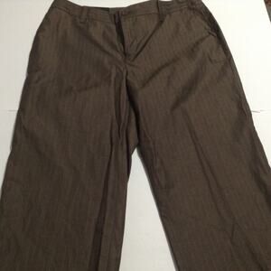 Banana Republic Martin Fit Pants Cropped 10 Brown Pinstripe Cotton Silk Blend